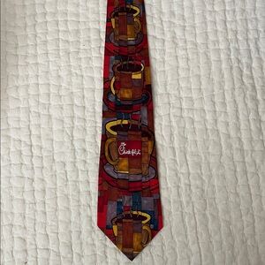 Chic-Fil-A Chick fil A Tie Red Coffee Cups Cafe Collectible Neck Tie Multicolor